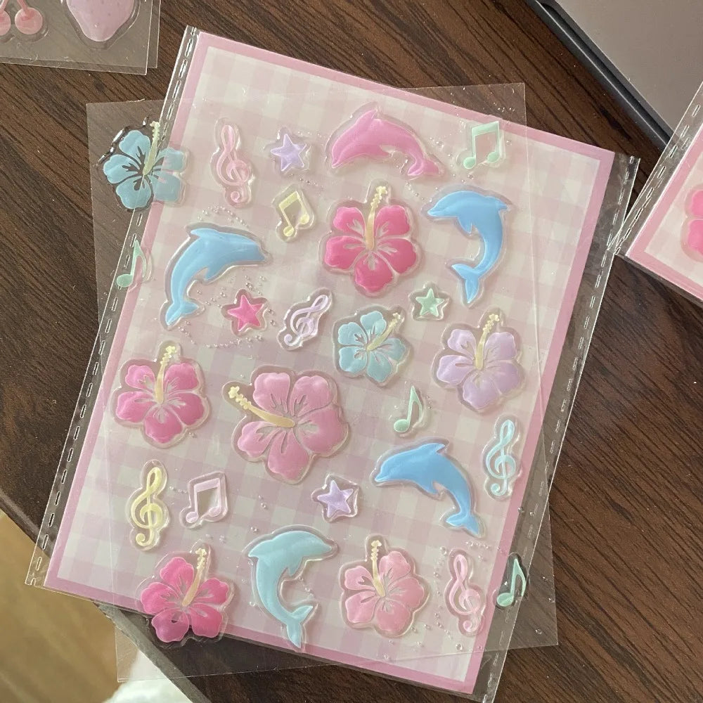 Transform Your Space with Adorable 3D Dolphin & Hibiscus Phone Case Stickers - Perfect for Crafting and Decorating!