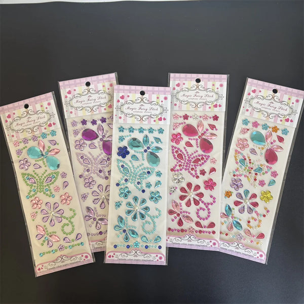5 Colorful Butterfly Diamond Stickers; Multi-Colored Shiny Gem Stickers; Stage Decoration; Eye Makeup Stickers