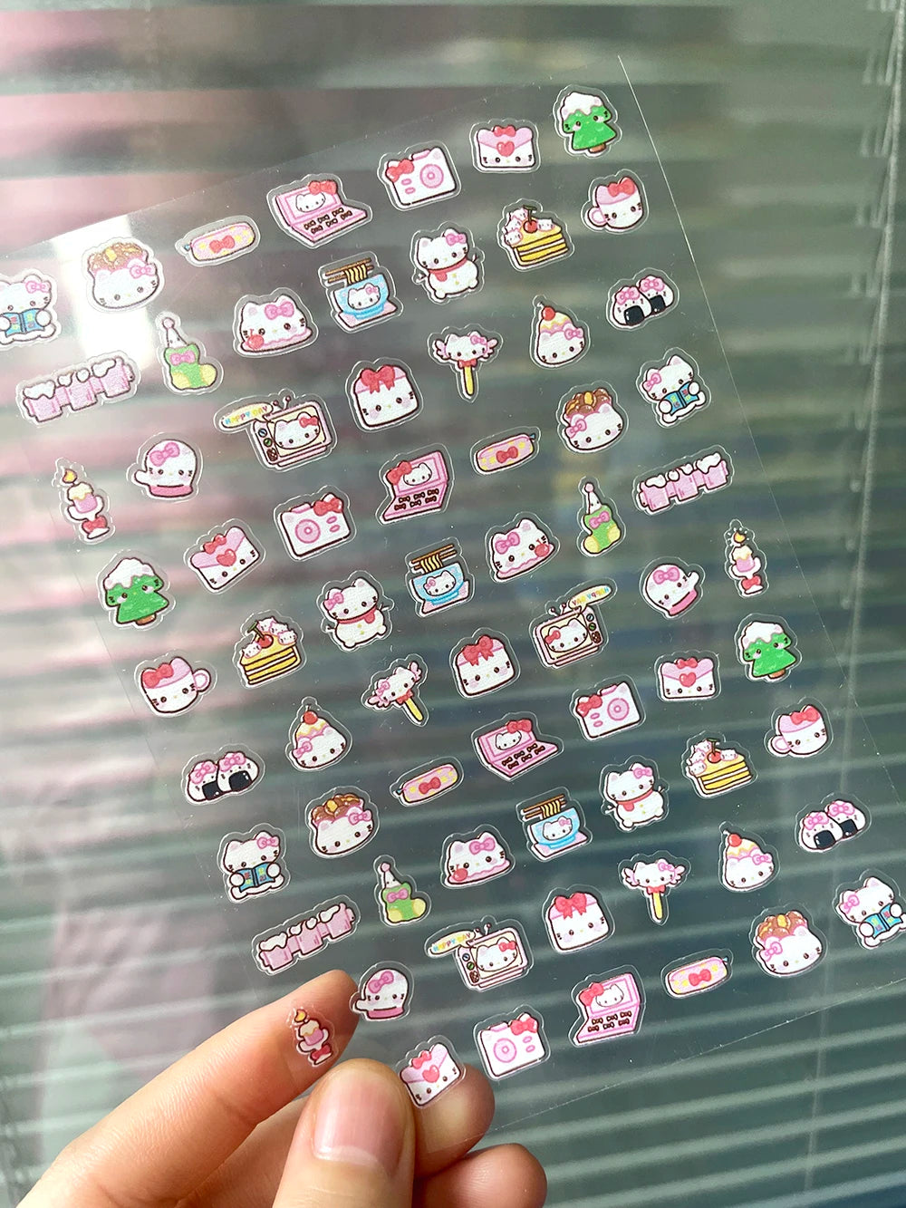 Mini Pvc Hellokitty Adhesive Stickers Nail Art Decor Cartoon Cute Hello Kitty Animals Scrapbook Handbook Waterproof Sticker Gift