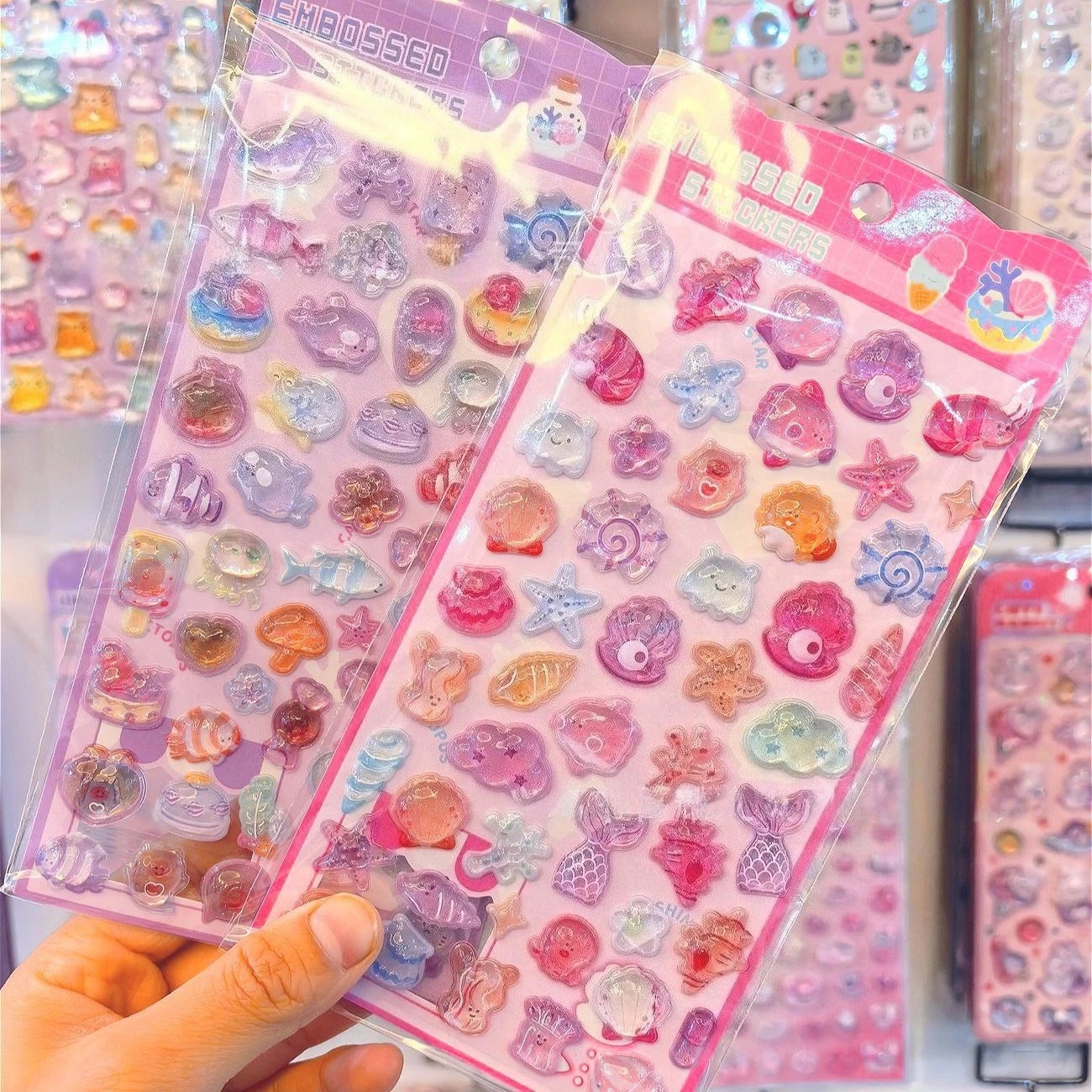 Add a Splash of Whimsy with Our Kawaii 3D Embossed Ocean Seashell and Starfish Stickers for Scrapbooking and Phone Cases