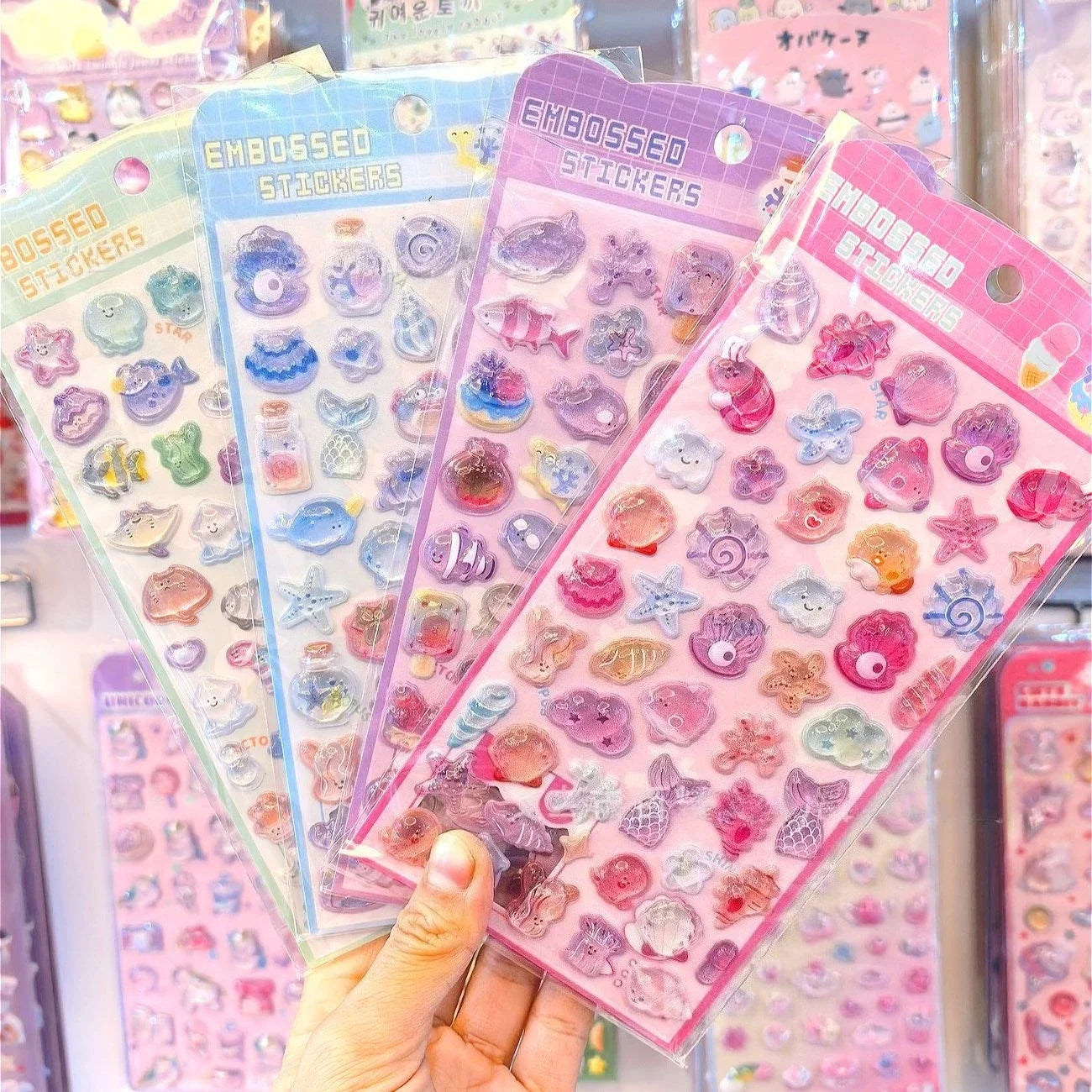 Add a Splash of Whimsy with Our Kawaii 3D Embossed Ocean Seashell and Starfish Stickers for Scrapbooking and Phone Cases