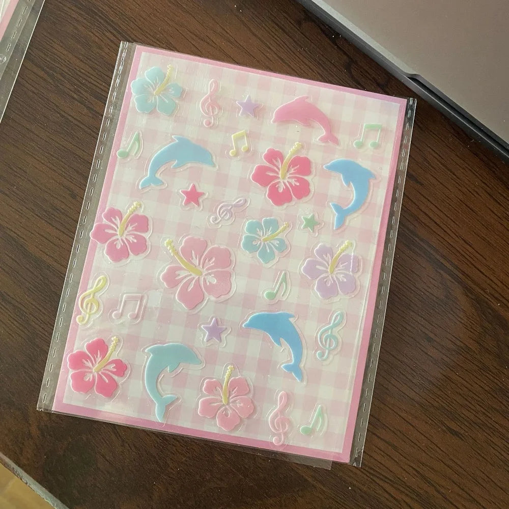 Transform Your Space with Adorable 3D Dolphin & Hibiscus Phone Case Stickers - Perfect for Crafting and Decorating!