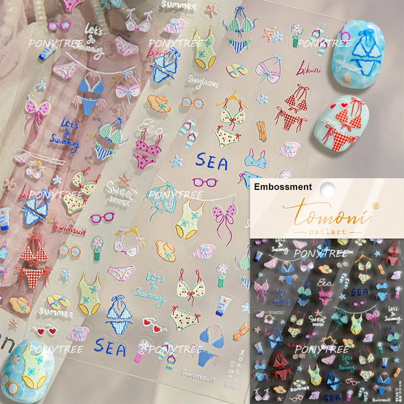 Transform Your Nails with Cute Cat Sunglasses 5D Nail Art Stickers - Perfect for Summer Manicures!