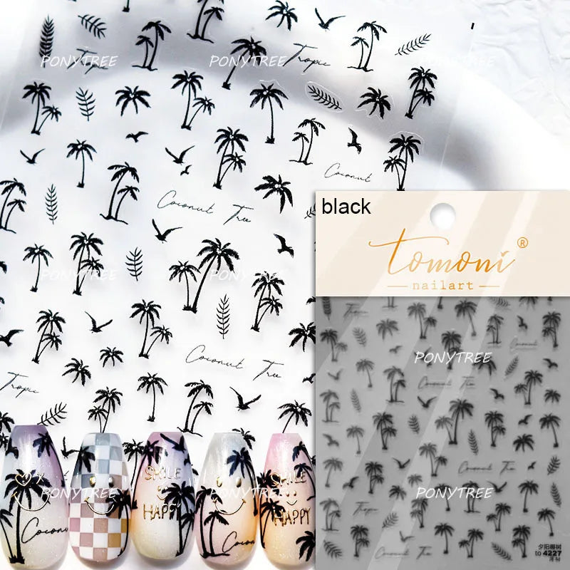 Transform Your Nails with Cute Cat Sunglasses 5D Nail Art Stickers - Perfect for Summer Manicures!
