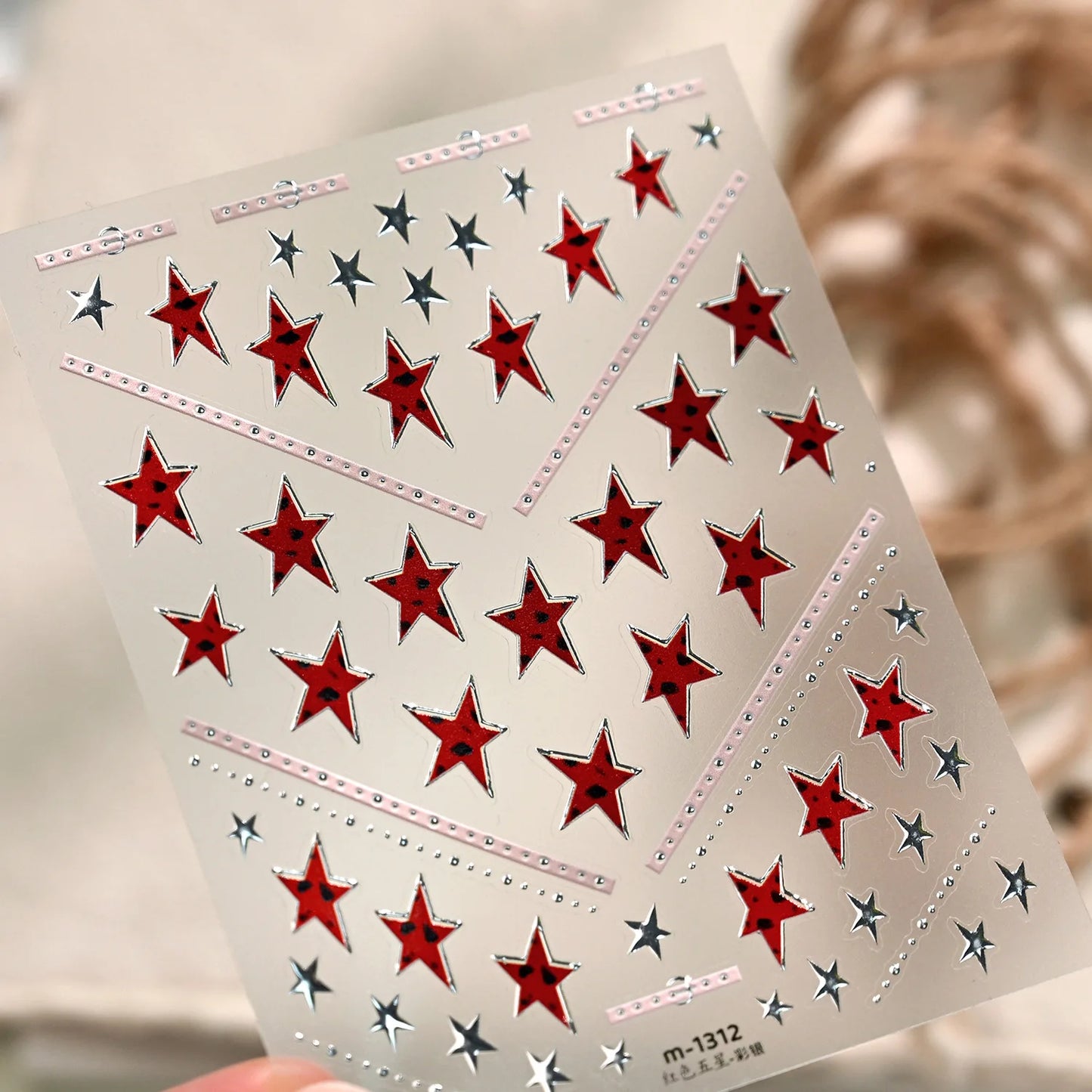 Elevate Your Nail Game with Vintage Plaid Star 5D Nail Art Stickers - Perfect for Stylish Manicures!