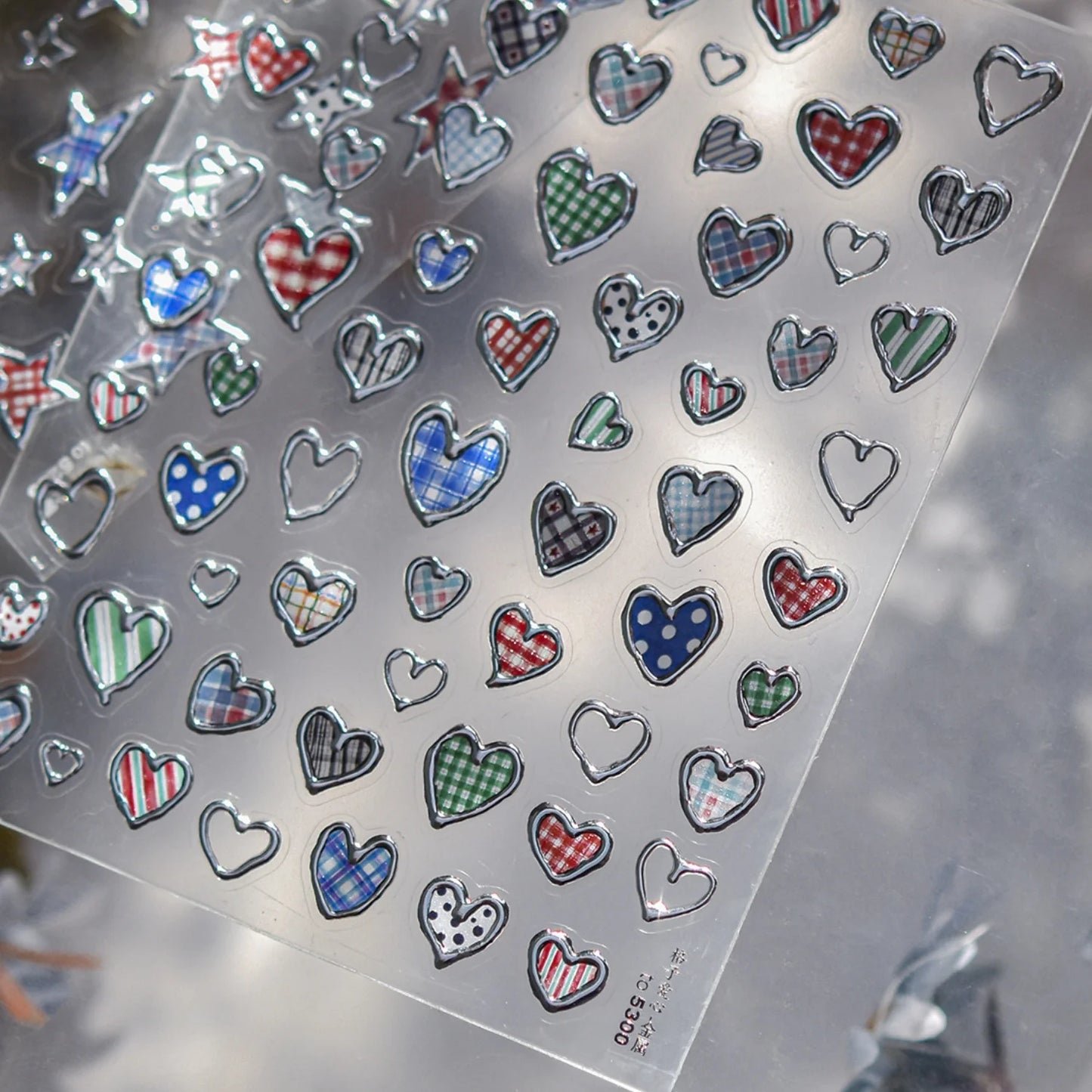 Elevate Your Nail Game with Vintage Plaid Star 5D Nail Art Stickers - Perfect for Stylish Manicures!