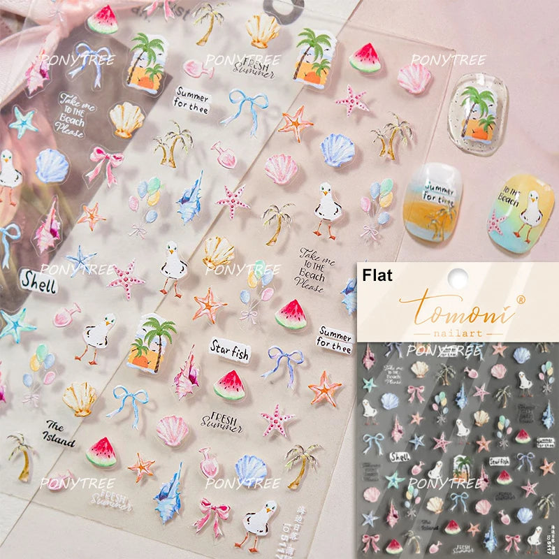 Transform Your Nails with Cute Cat Sunglasses 5D Nail Art Stickers - Perfect for Summer Manicures!