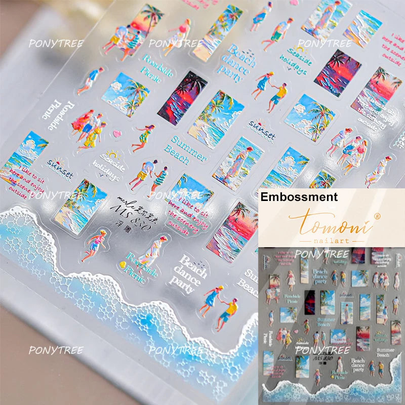 Transform Your Nails with Cute Cat Sunglasses 5D Nail Art Stickers - Perfect for Summer Manicures!