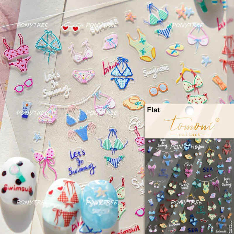 Transform Your Nails with Cute Cat Sunglasses 5D Nail Art Stickers - Perfect for Summer Manicures!