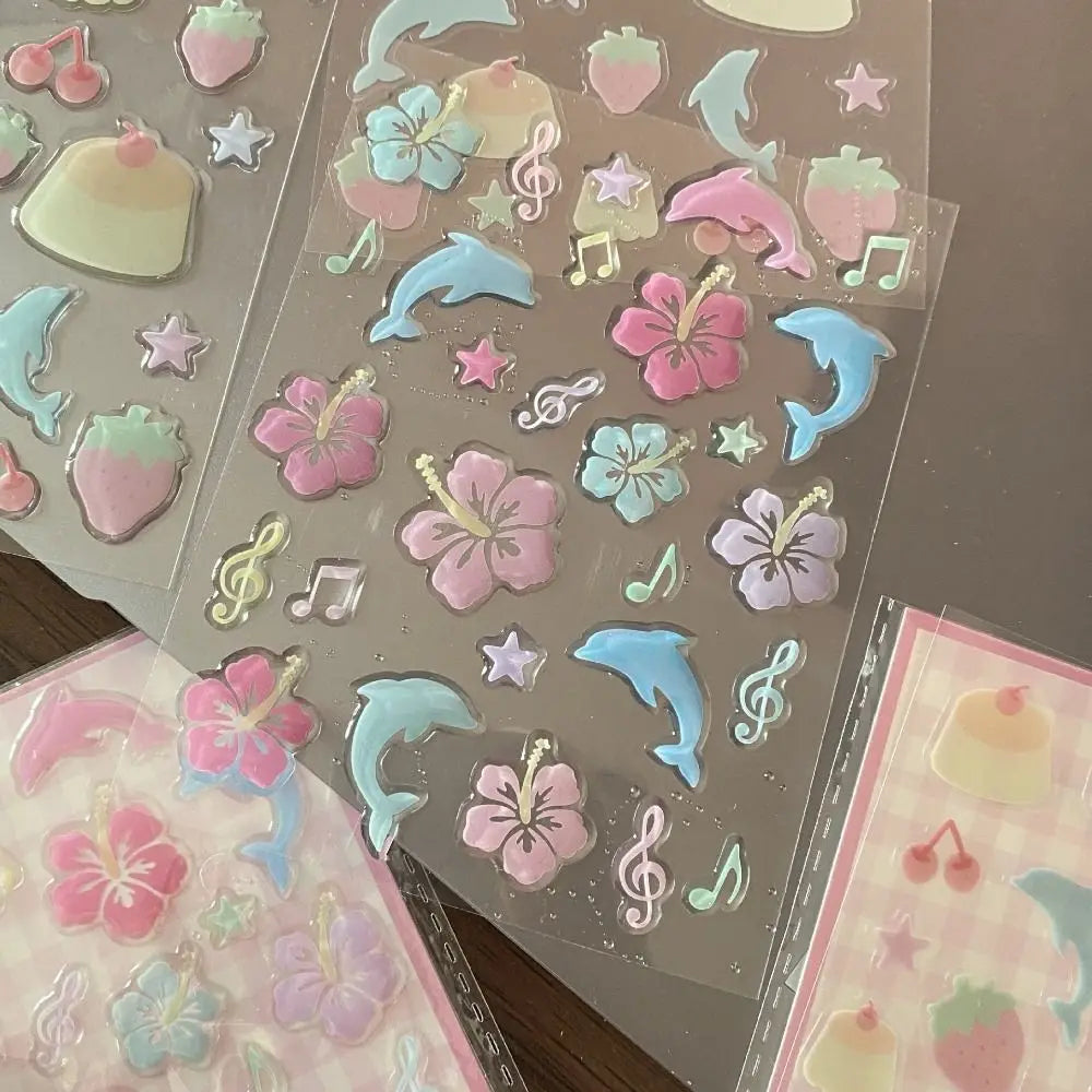 Transform Your Space with Adorable 3D Dolphin & Hibiscus Phone Case Stickers - Perfect for Crafting and Decorating!
