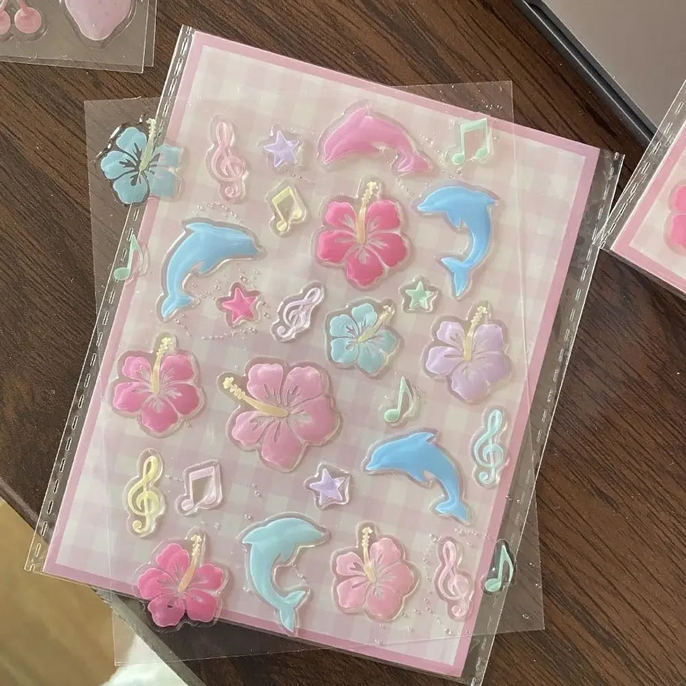 Transform Your Space with Adorable 3D Dolphin & Hibiscus Phone Case Stickers - Perfect for Crafting and Decorating!