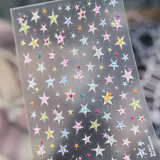 Elevate Your Nail Game with Vintage Plaid Star 5D Nail Art Stickers - Perfect for Stylish Manicures!
