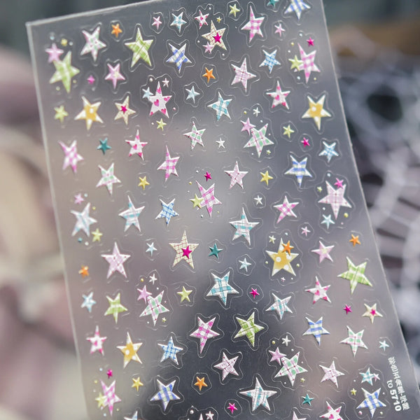 Elevate Your Nail Game with Vintage Plaid Star 5D Nail Art Stickers - Perfect for Stylish Manicures!