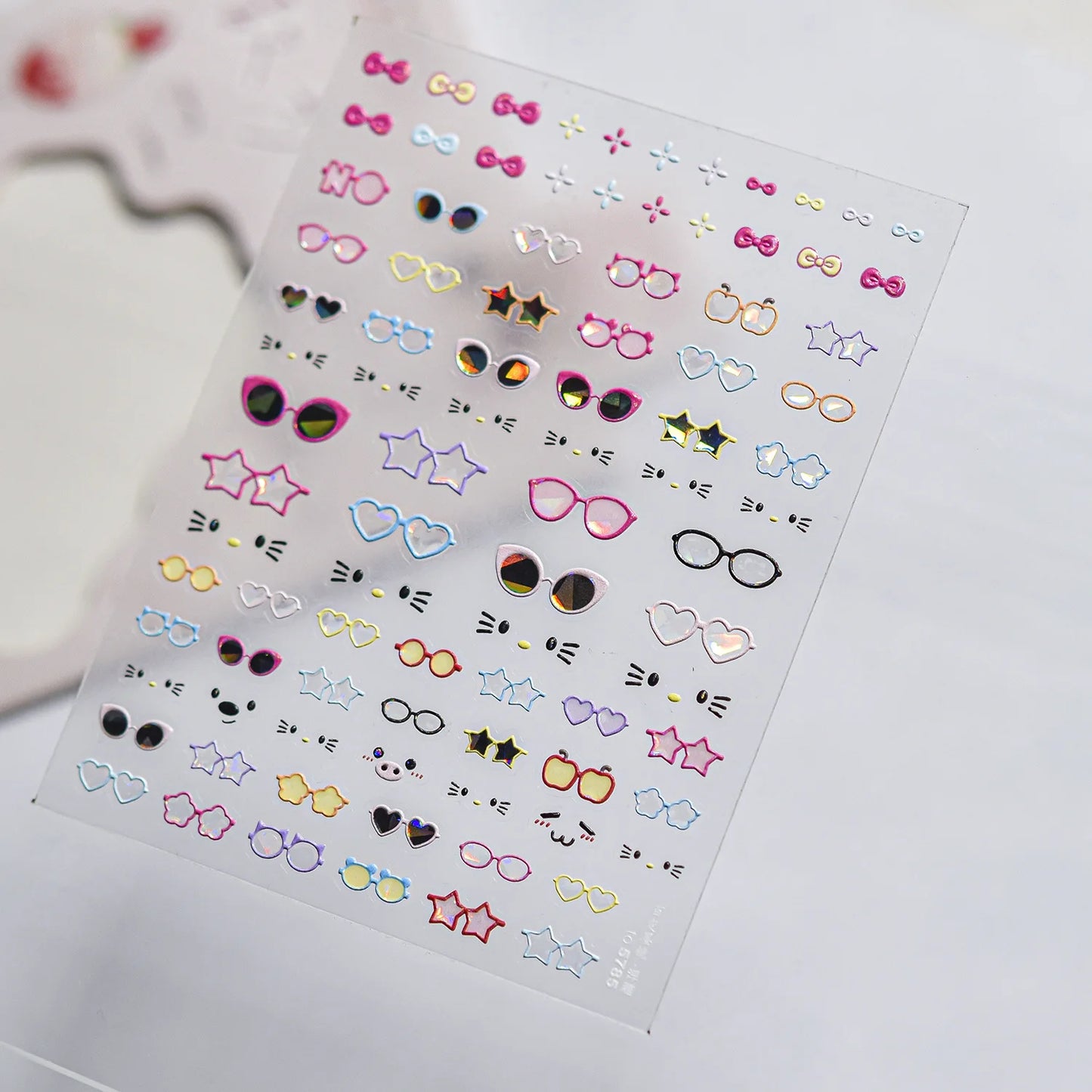 Transform Your Nails with Cute Cat Sunglasses 5D Nail Art Stickers - Perfect for Summer Manicures!