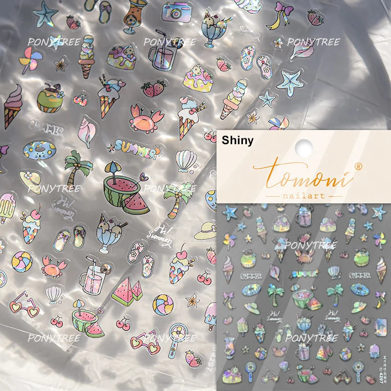 Transform Your Nails with Cute Cat Sunglasses 5D Nail Art Stickers - Perfect for Summer Manicures!