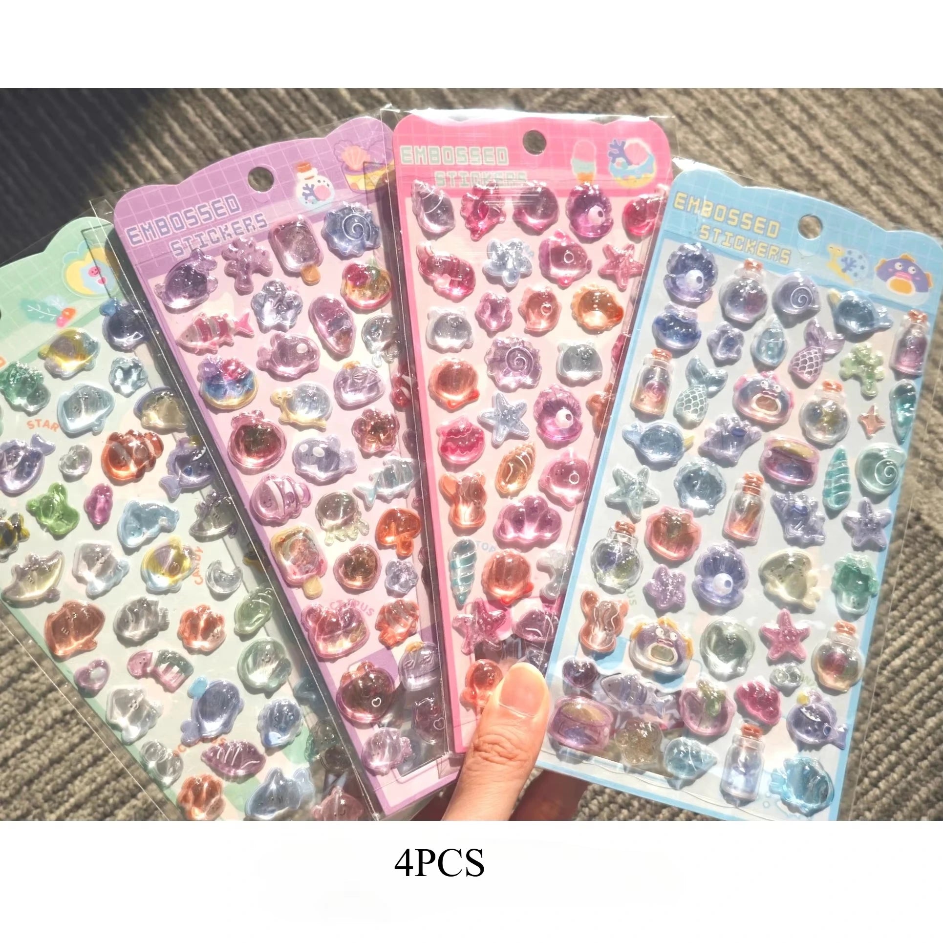 Add a Splash of Whimsy with Our Kawaii 3D Embossed Ocean Seashell and Starfish Stickers for Scrapbooking and Phone Cases