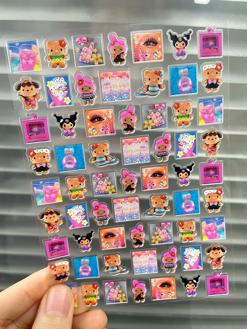 Mini Pvc Hellokitty Adhesive Stickers Nail Art Decor Cartoon Cute Hello Kitty Animals Scrapbook Handbook Waterproof Sticker Gift