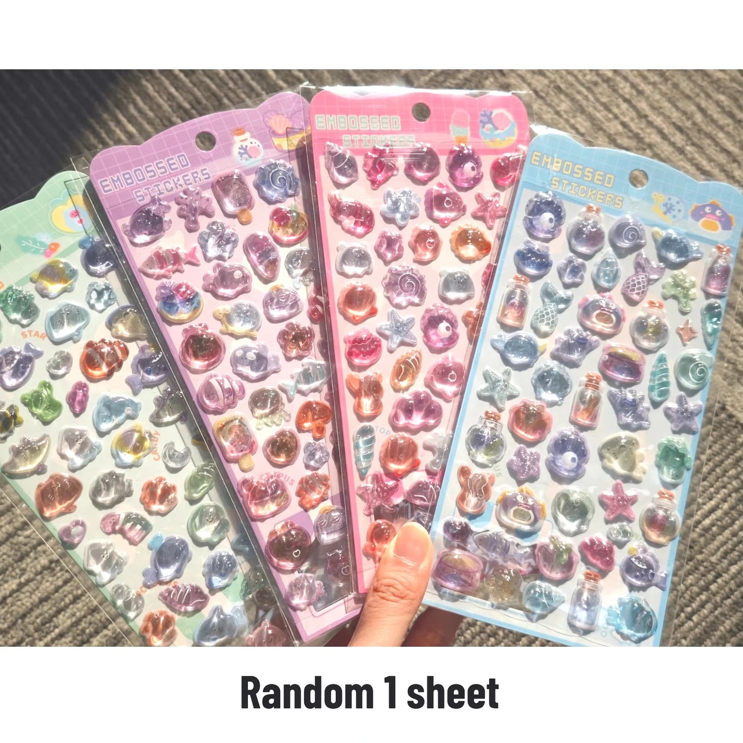 Add a Splash of Whimsy with Our Kawaii 3D Embossed Ocean Seashell and Starfish Stickers for Scrapbooking and Phone Cases