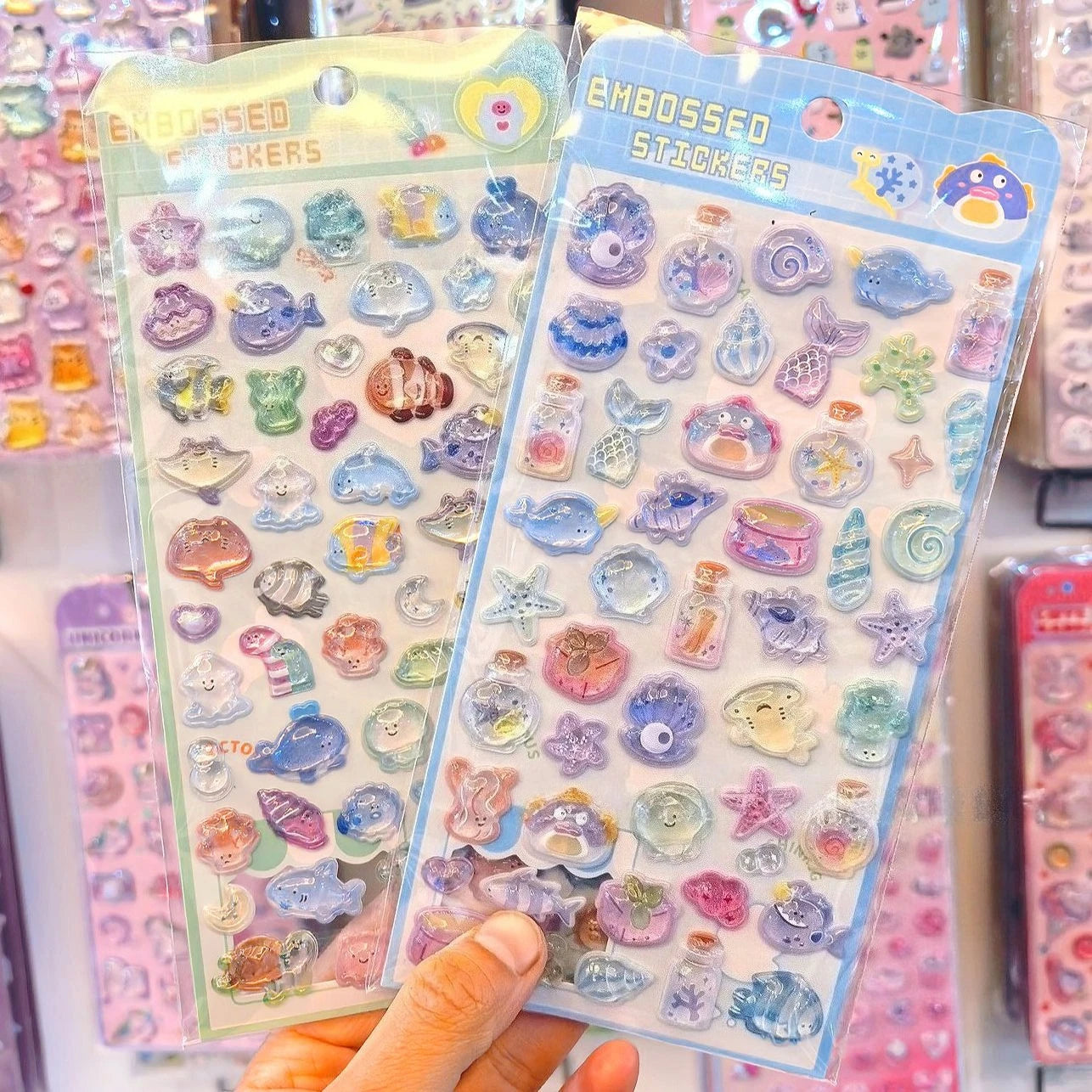 Add a Splash of Whimsy with Our Kawaii 3D Embossed Ocean Seashell and Starfish Stickers for Scrapbooking and Phone Cases